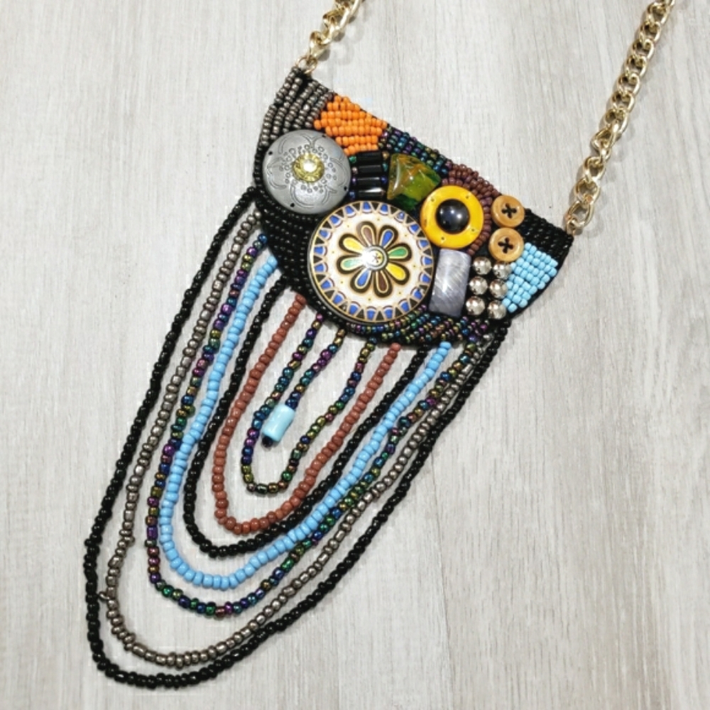 NEW Boho Native American Beaded Necklace - Picture 4 of 10